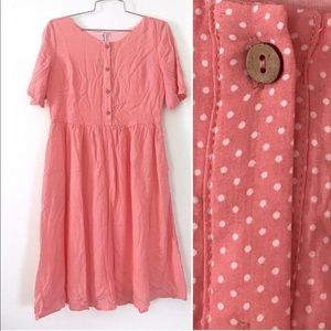 Pink Polka Dot Short Sleeve Sundress